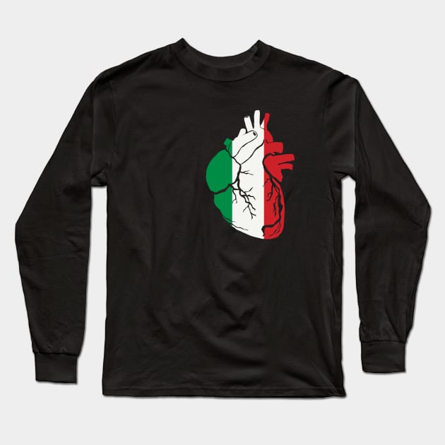 Anatomical heart design, Italy flag Long Sleeve T-Shirt by Bun Art Store